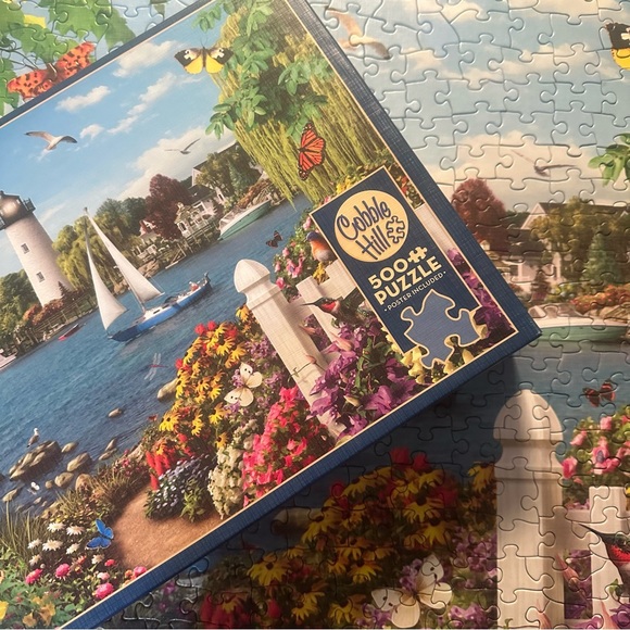 500 piece lighthouse butterfly sailboat puzzle - Picture 1 of 10